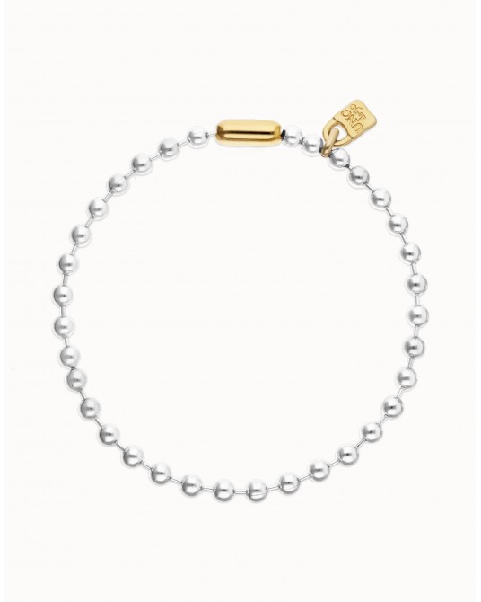 Collar de bolas baño plata con candado baño oro UNOde50