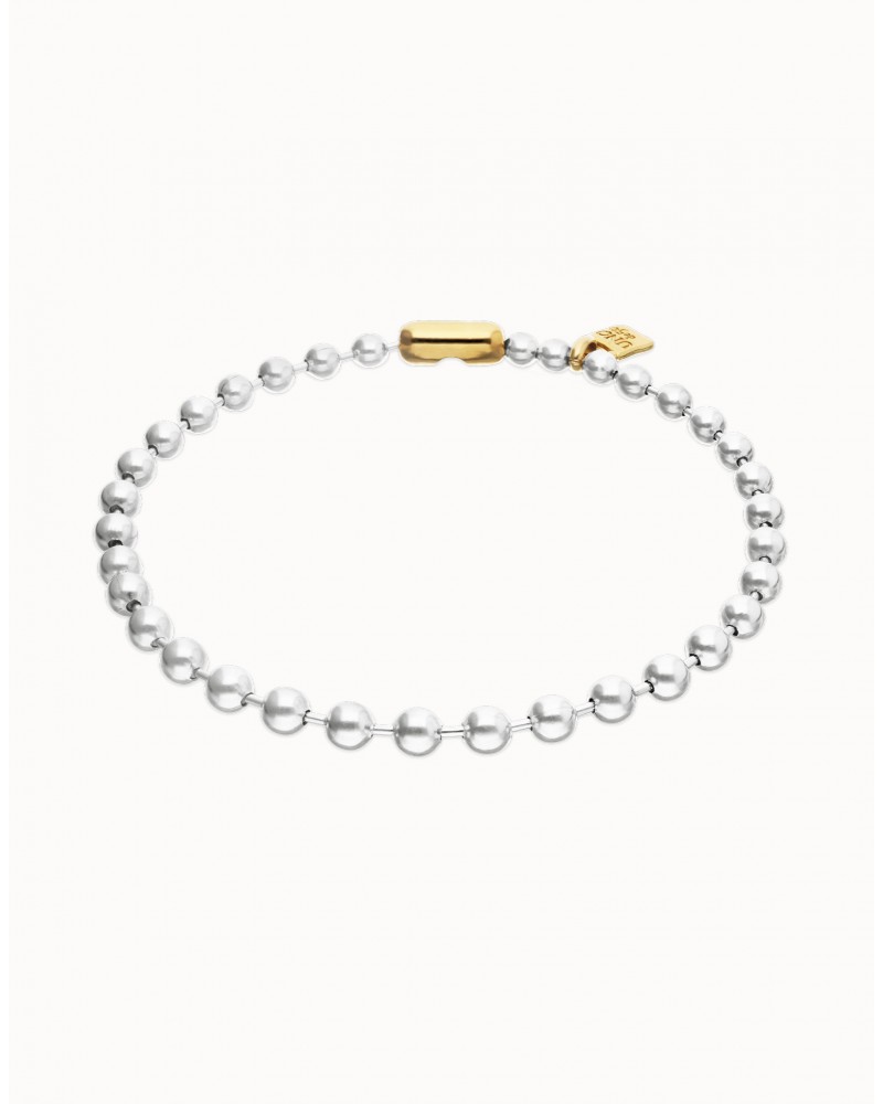 Collar de bolas baño plata con candado baño oro UNOde50