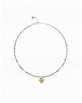 Collar baño plata con corazòn baño oro UNOde50