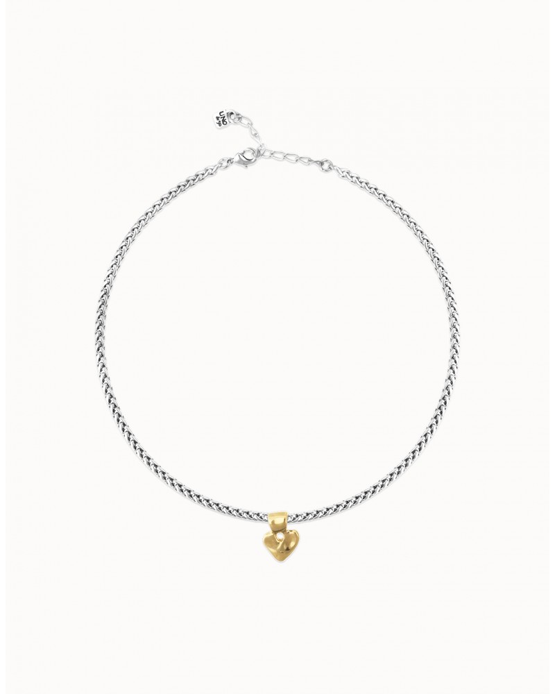 Collar baño plata con corazòn baño oro UNOde50