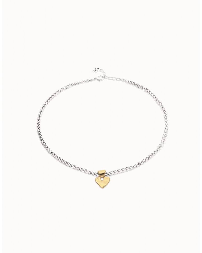 Collar baño plata con corazòn baño oro UNOde50