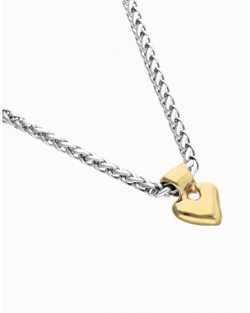 Collar baño plata con corazòn baño oro UNOde50