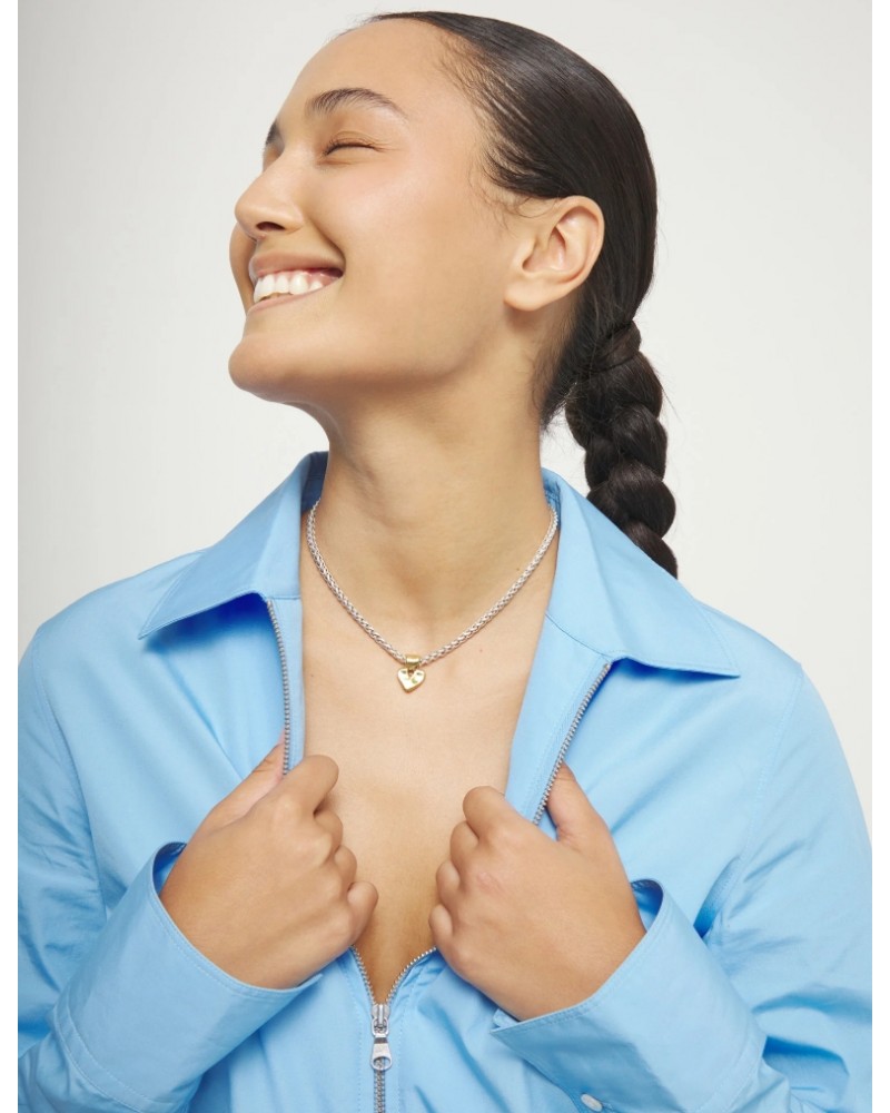 Collar baño plata con corazòn baño oro UNOde50