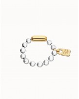 Pulsera bolas baño plata candado oro UNOde50