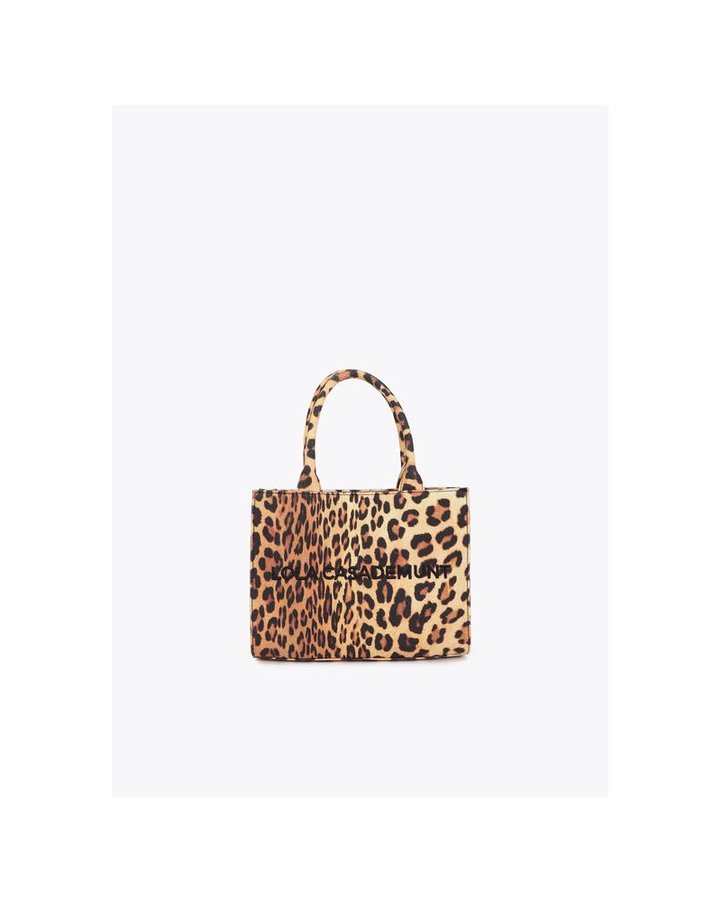 Mini shopper tejido leopardo Lola Casademunt