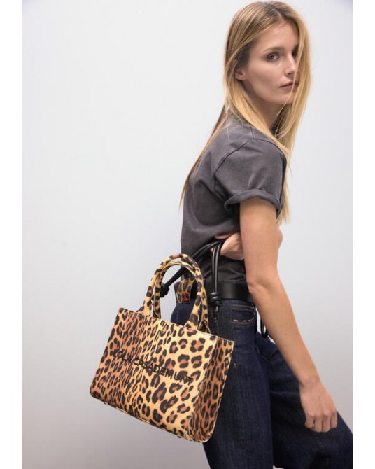 Mini shopper tejido leopardo Lola Casademunt