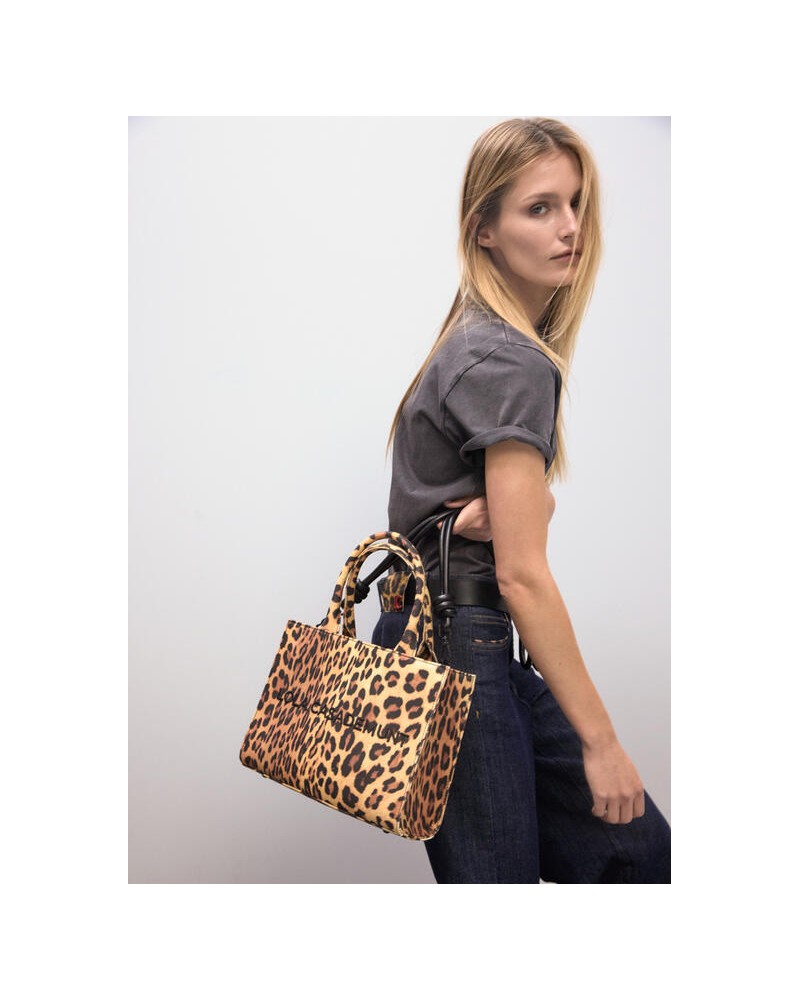 Mini shopper tejido leopardo Lola Casademunt