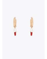 Pendientes de aro con charms de coral y perla Lola Casademunt