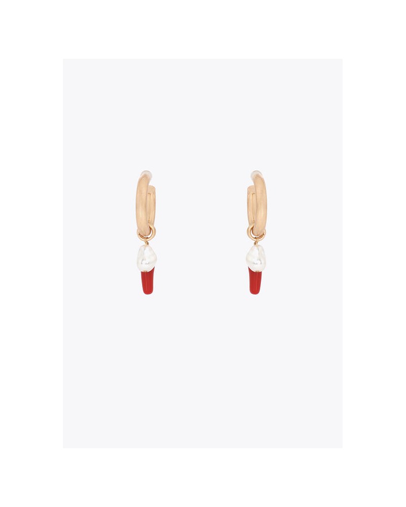Pendientes de aro con charms de coral y perla Lola Casademunt