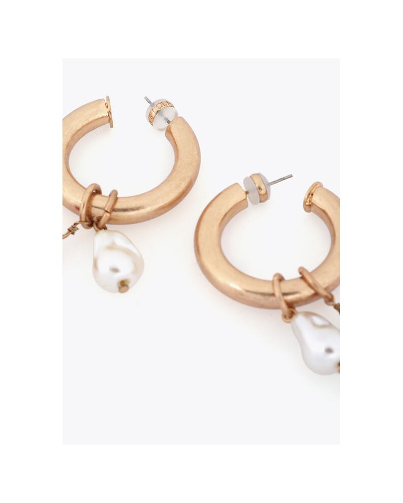 Pendientes de aro con charms de coral y perla Lola Casademunt