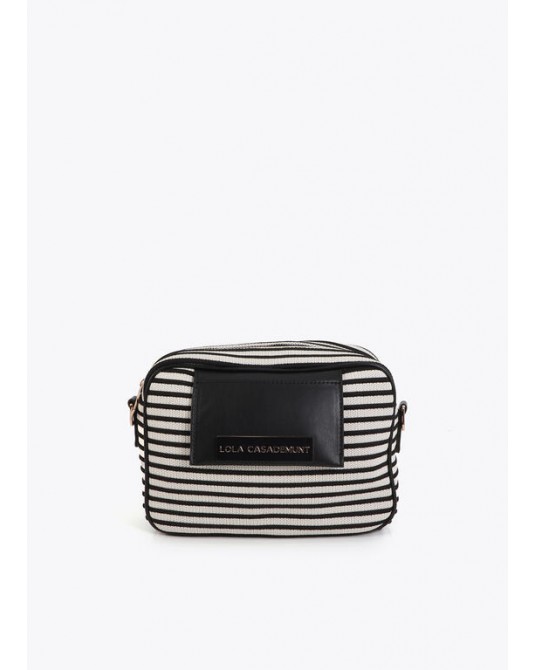 Bandolera tejido rayas combinado piel Lola Casademunt