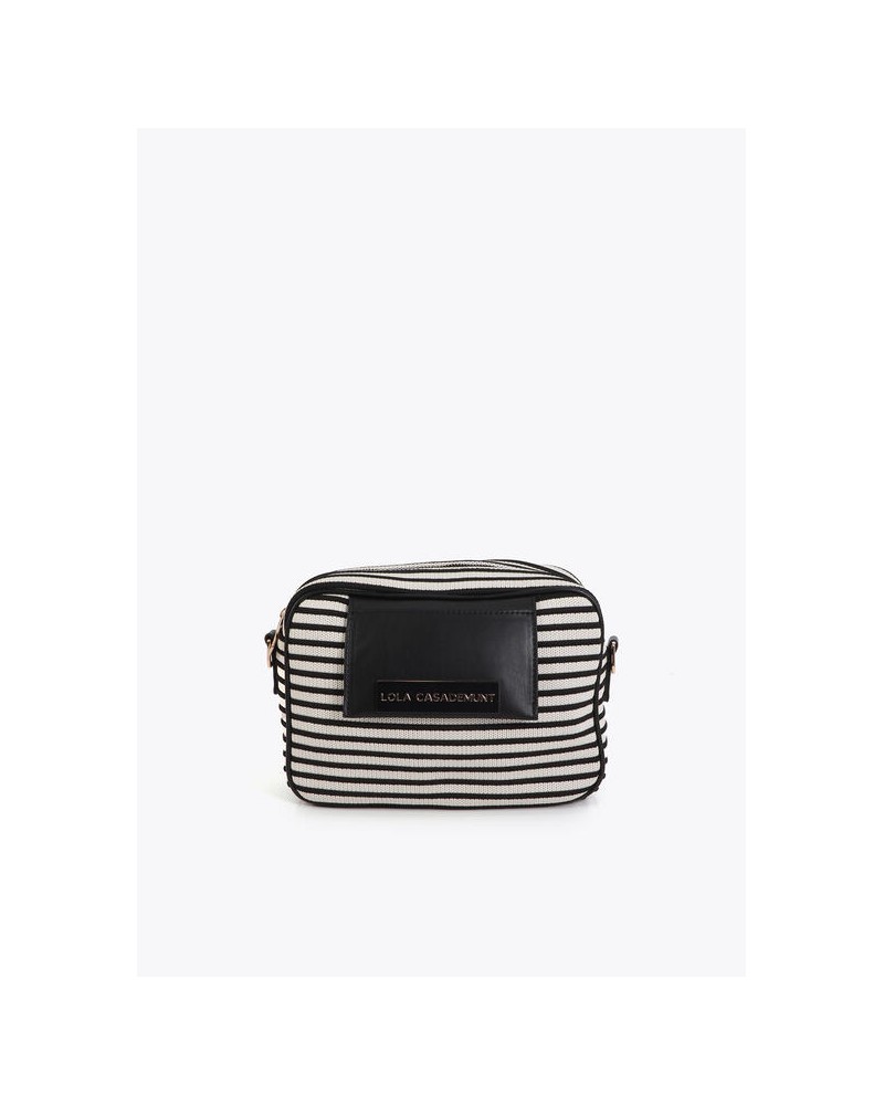 Bandolera tejido rayas combinado piel Lola Casademunt