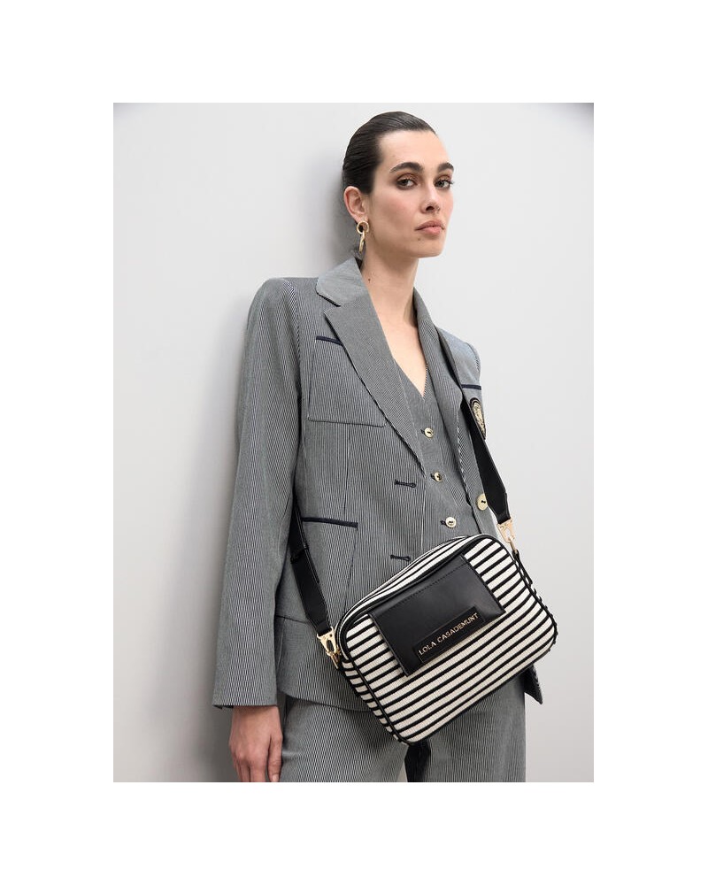 Bandolera tejido rayas combinado piel Lola Casademunt