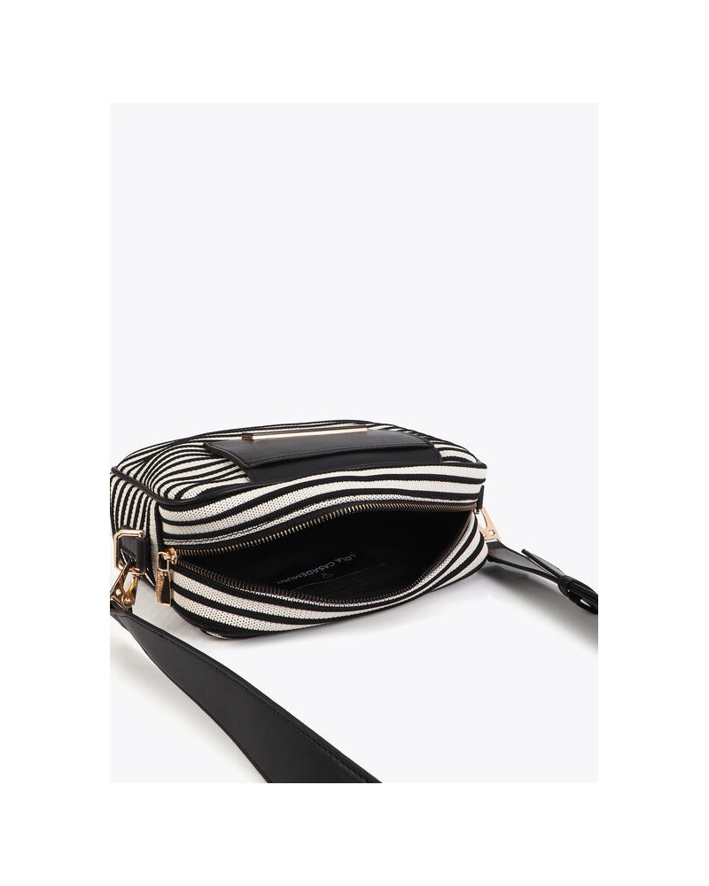 Bandolera tejido rayas combinado piel Lola Casademunt