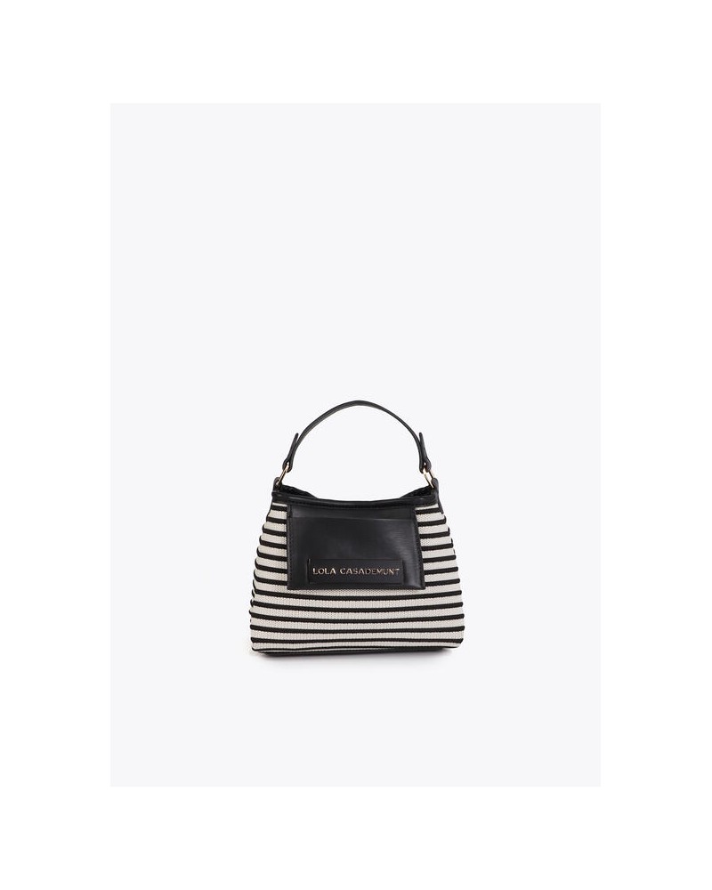 Bandolera tejido rayas combinado piel Lola Casademunt
