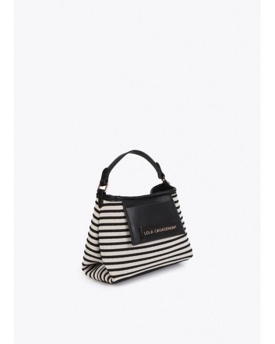Bandolera tejido rayas combinado piel Lola Casademunt