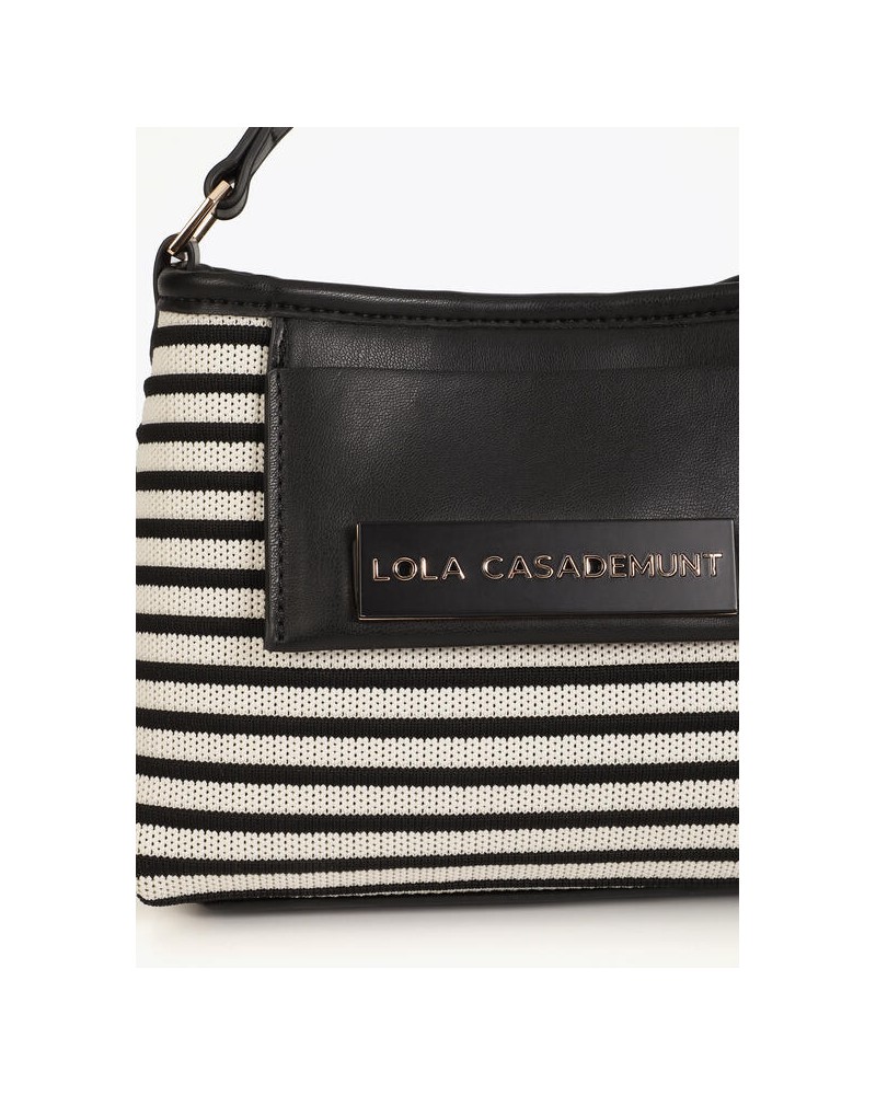 Bandolera tejido rayas combinado piel Lola Casademunt
