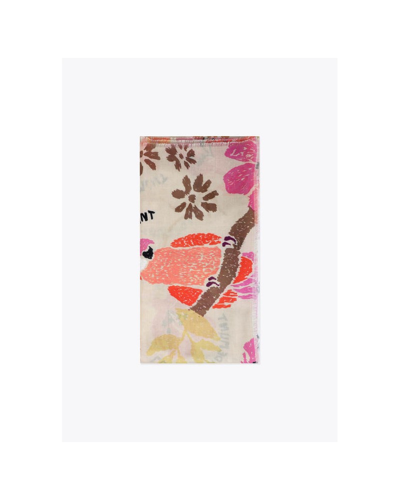 Fular estampado motivos florales aves Lola Casademunt