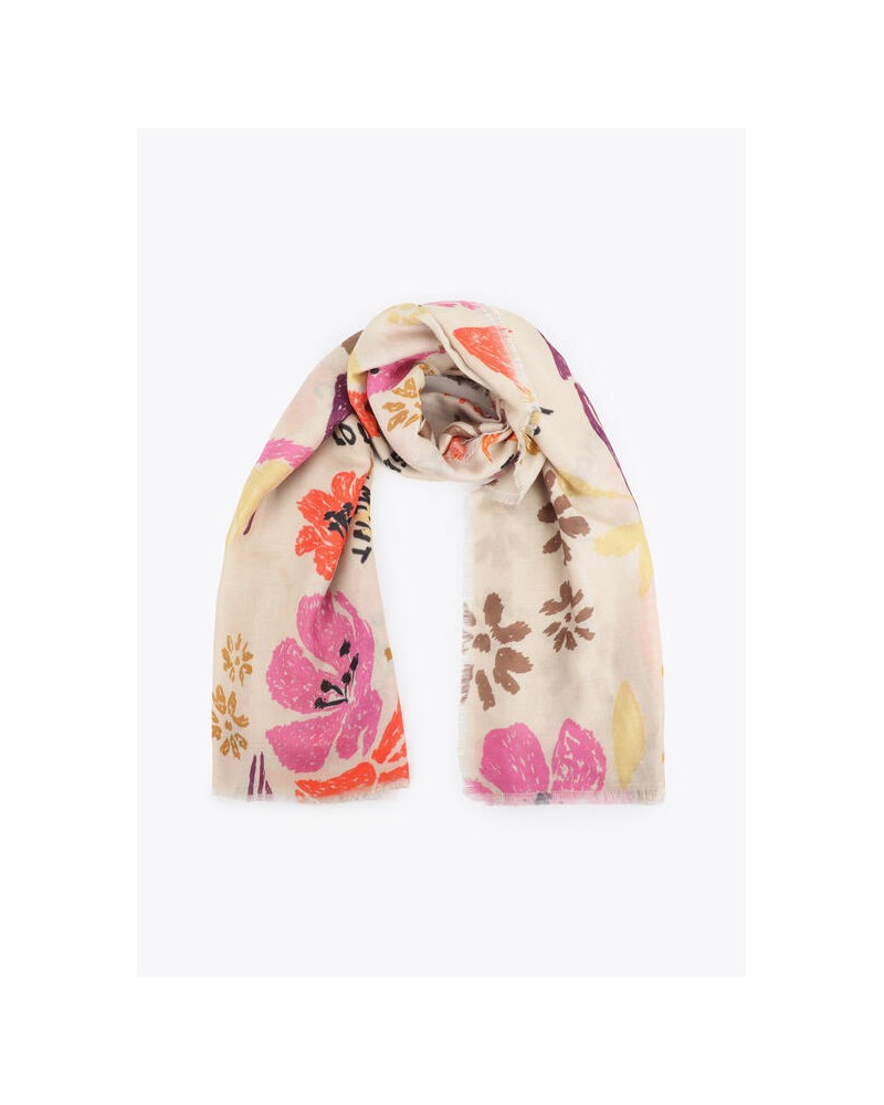 Fular estampado motivos florales aves Lola Casademunt