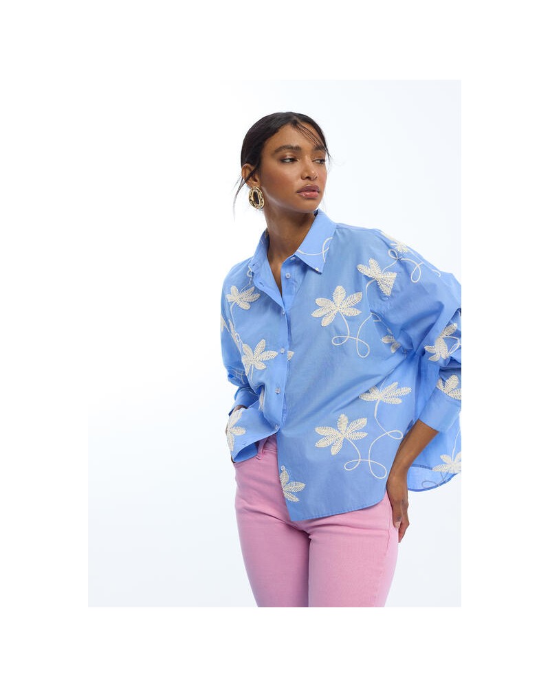 Camisa algodón bordado flores Lola Casademunt