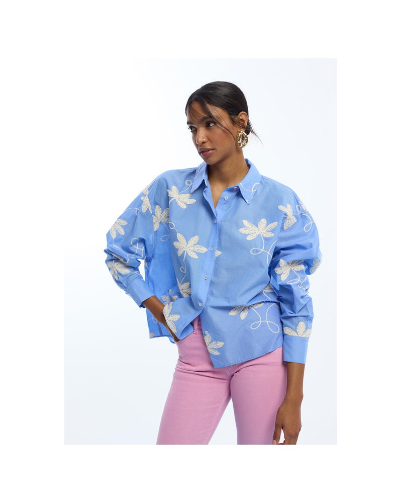 Camisa algodón bordado flores Lola Casademunt