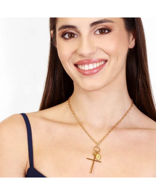 Collar cruz acero de Anartxy