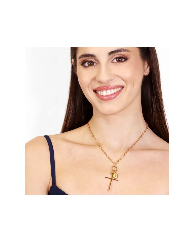 Collar cruz acero de Anartxy