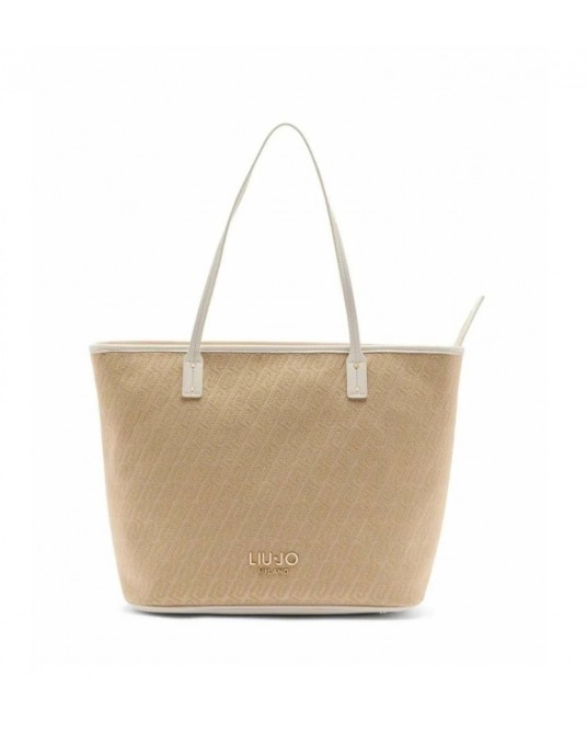 Bolso tote tejido beis de Liujo