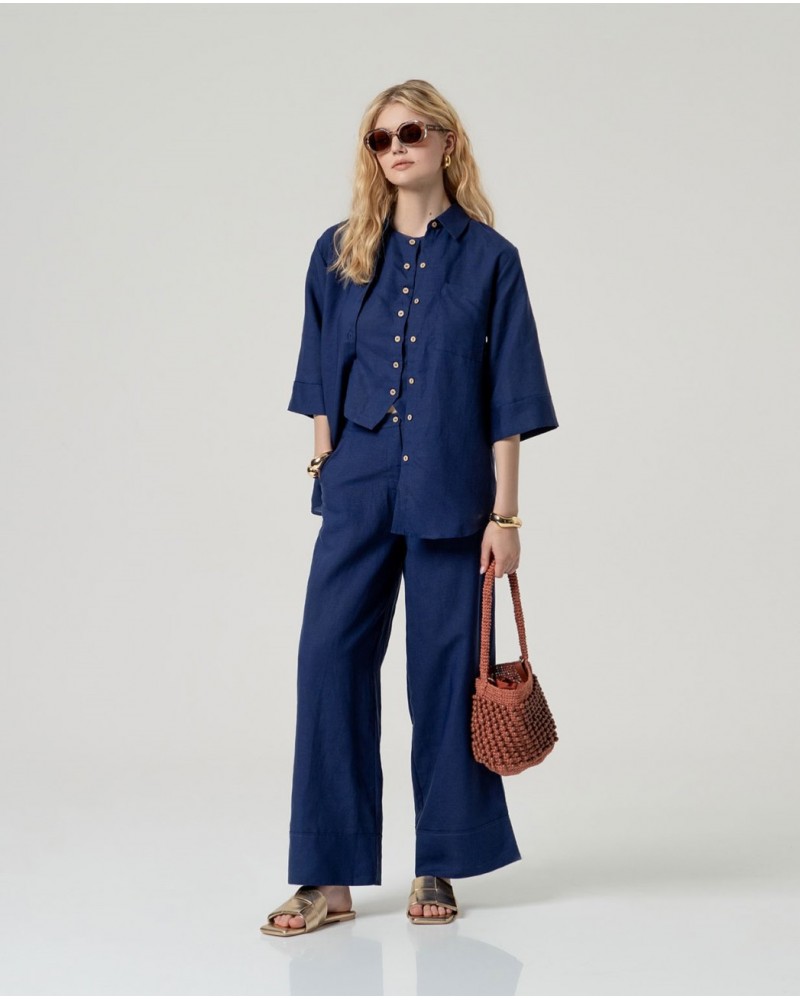 Camisa lino manga semi Surkana