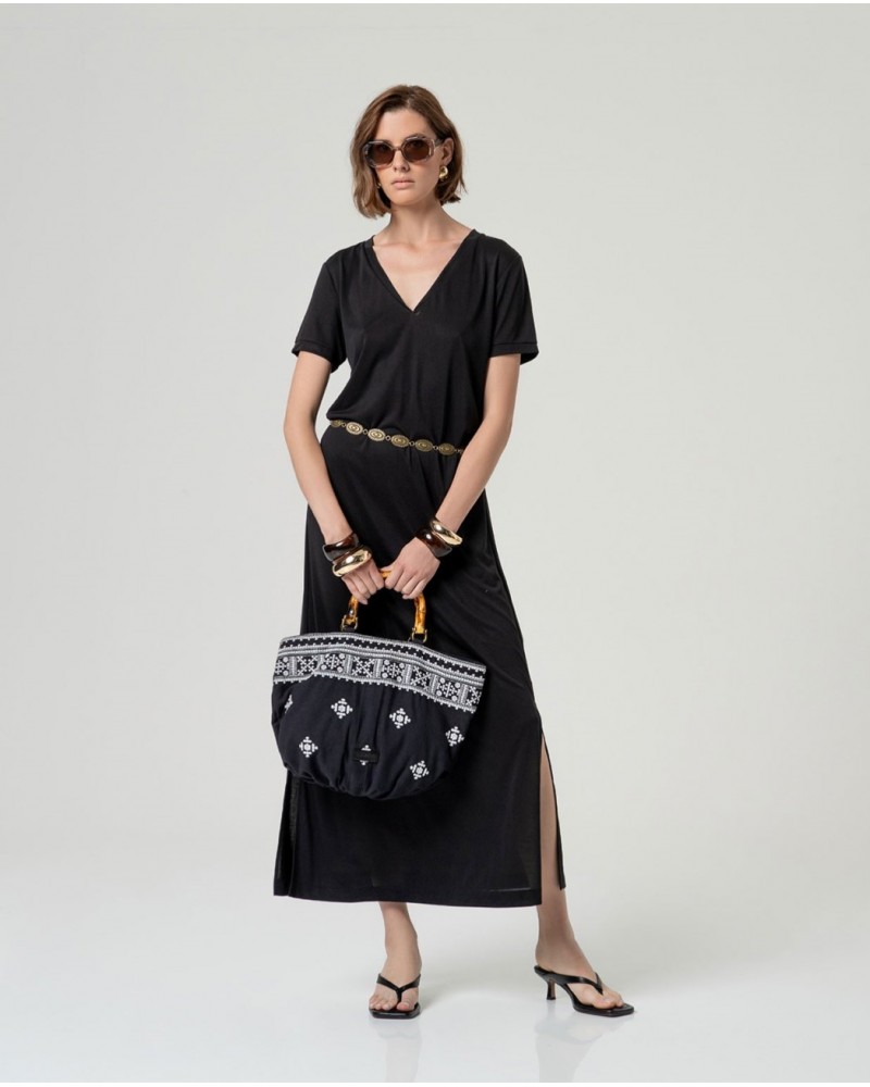 Vestido largo con escote pico Surkana