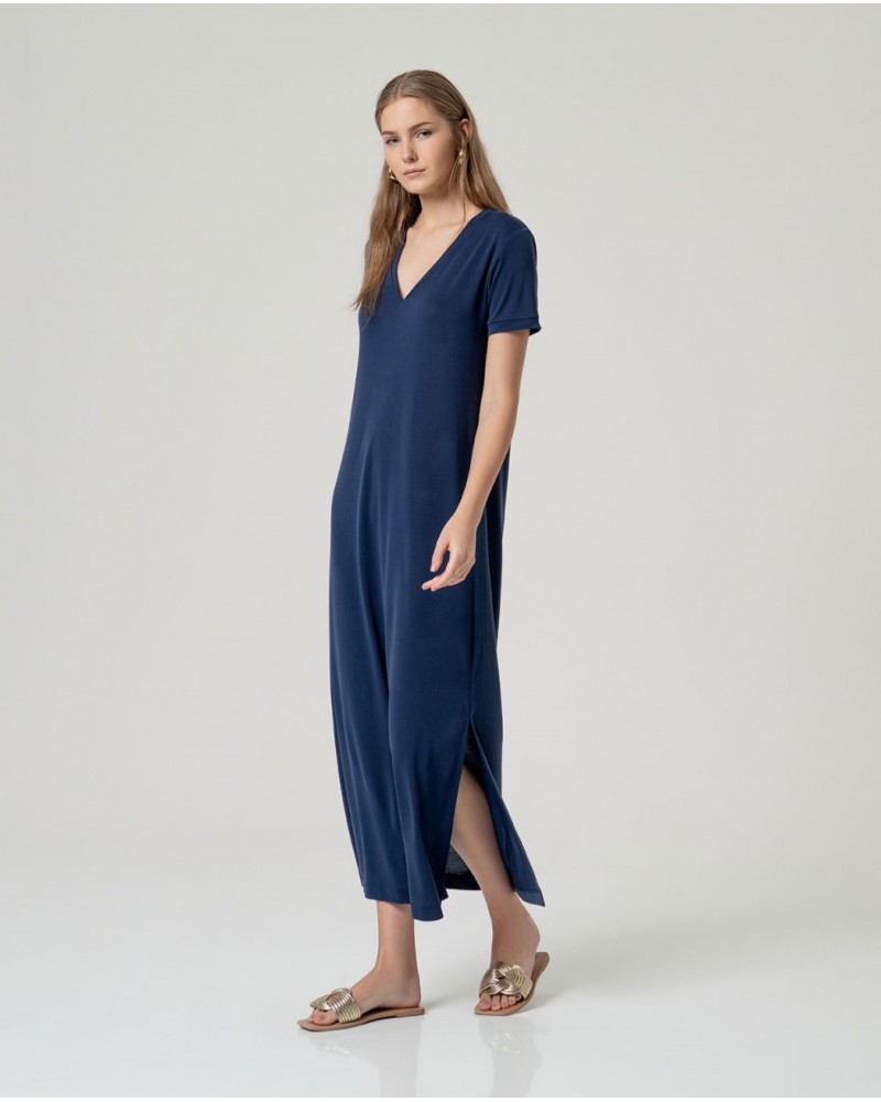 Vestido largo con escote pico Surkana