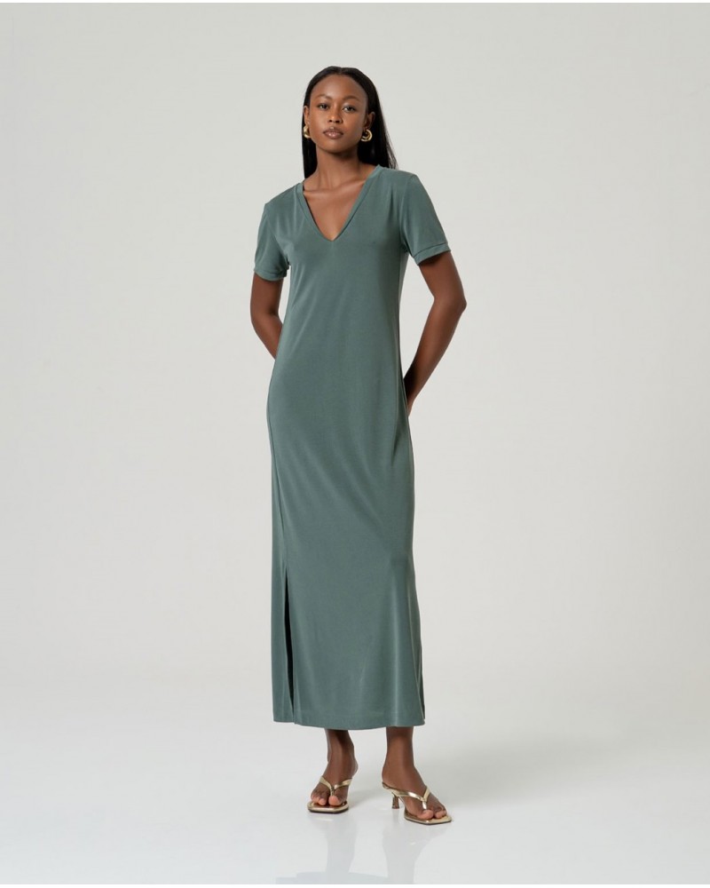 Vestido largo con escote pico Surkana