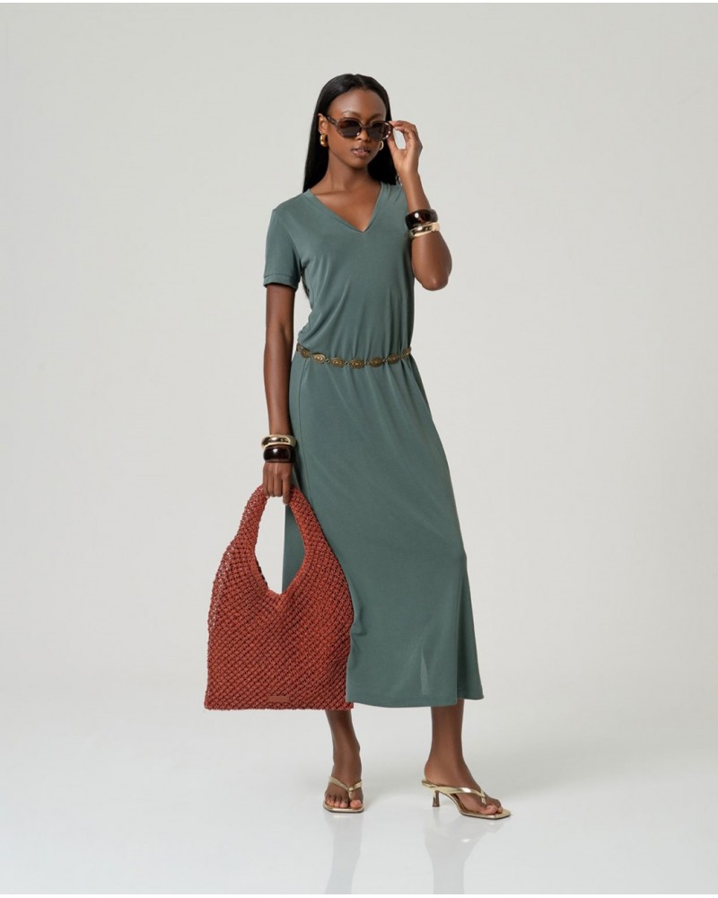 Vestido largo con escote pico Surkana