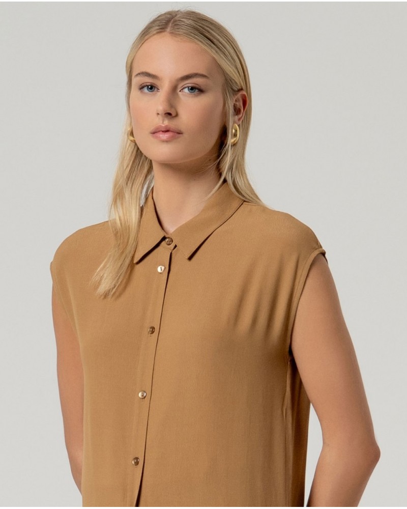 Vestido camisa larga sin manga Surkana