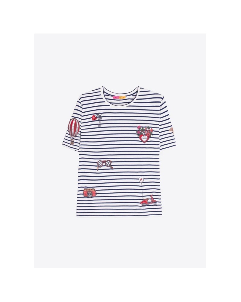 Camiseta rayas bordados vintage Vilagallo