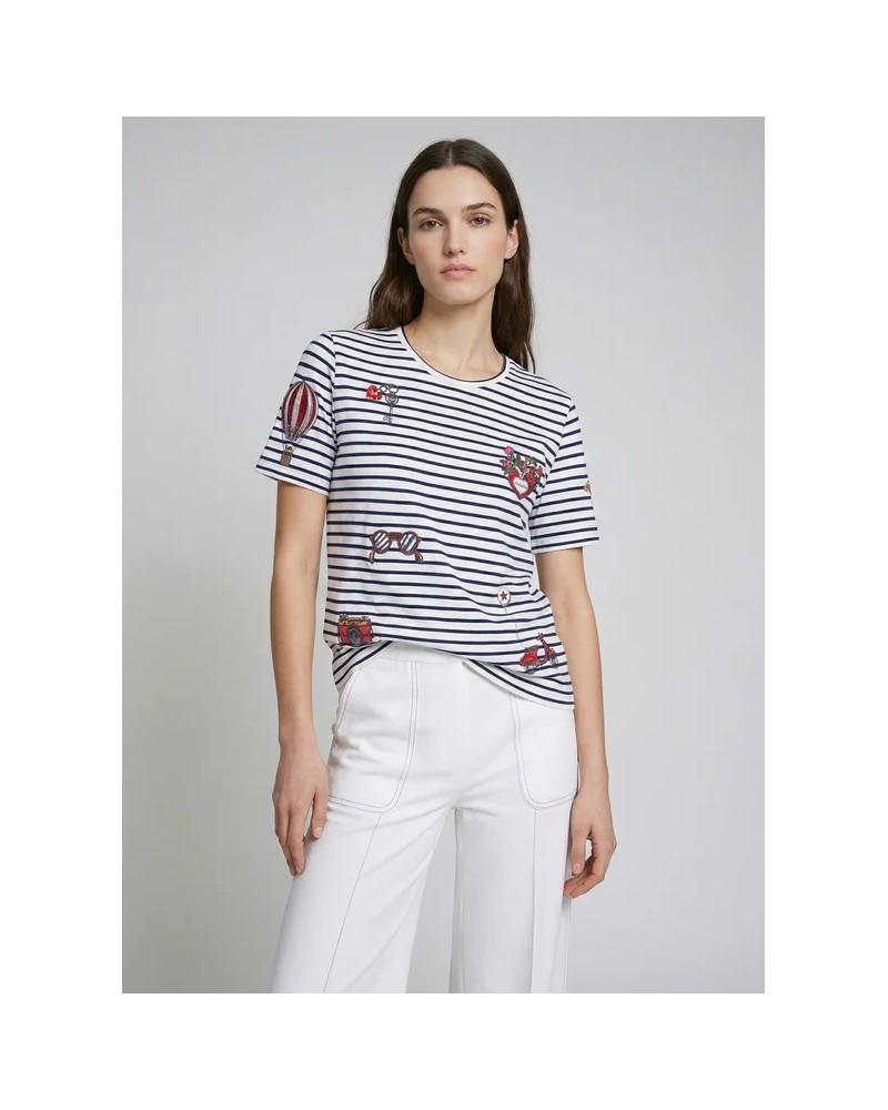 Camiseta rayas bordados vintage Vilagallo