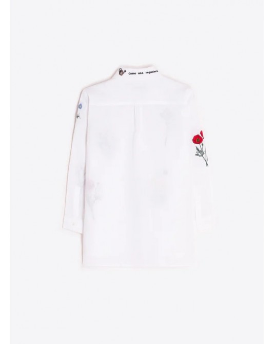 Camisa blanca de flores bordadas Vilagallo
