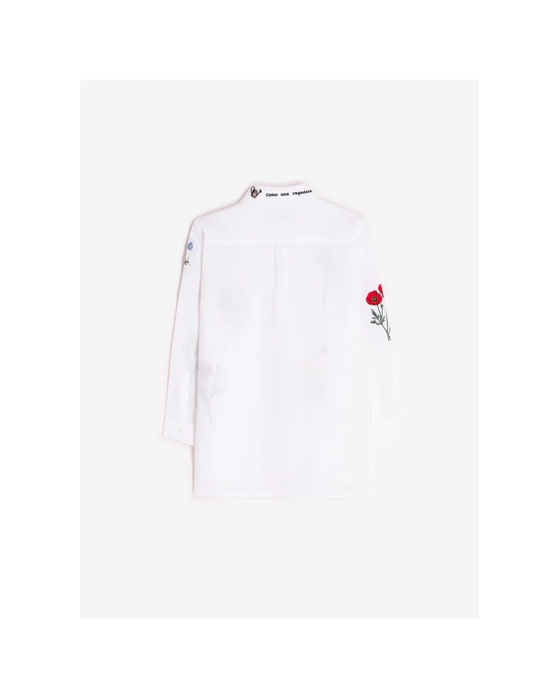 Camisa blanca de flores bordadas Vilagallo