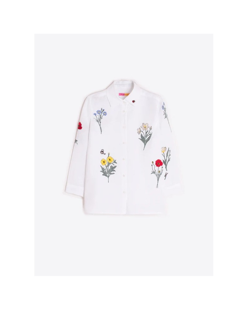 Camisa blanca de flores bordadas Vilagallo