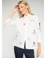 Camisa rayas beige bordado Bonjour Vilagallo