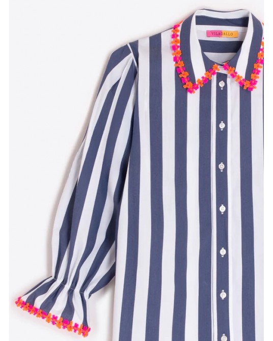 Camisa rayas ribete flores Vilagallo