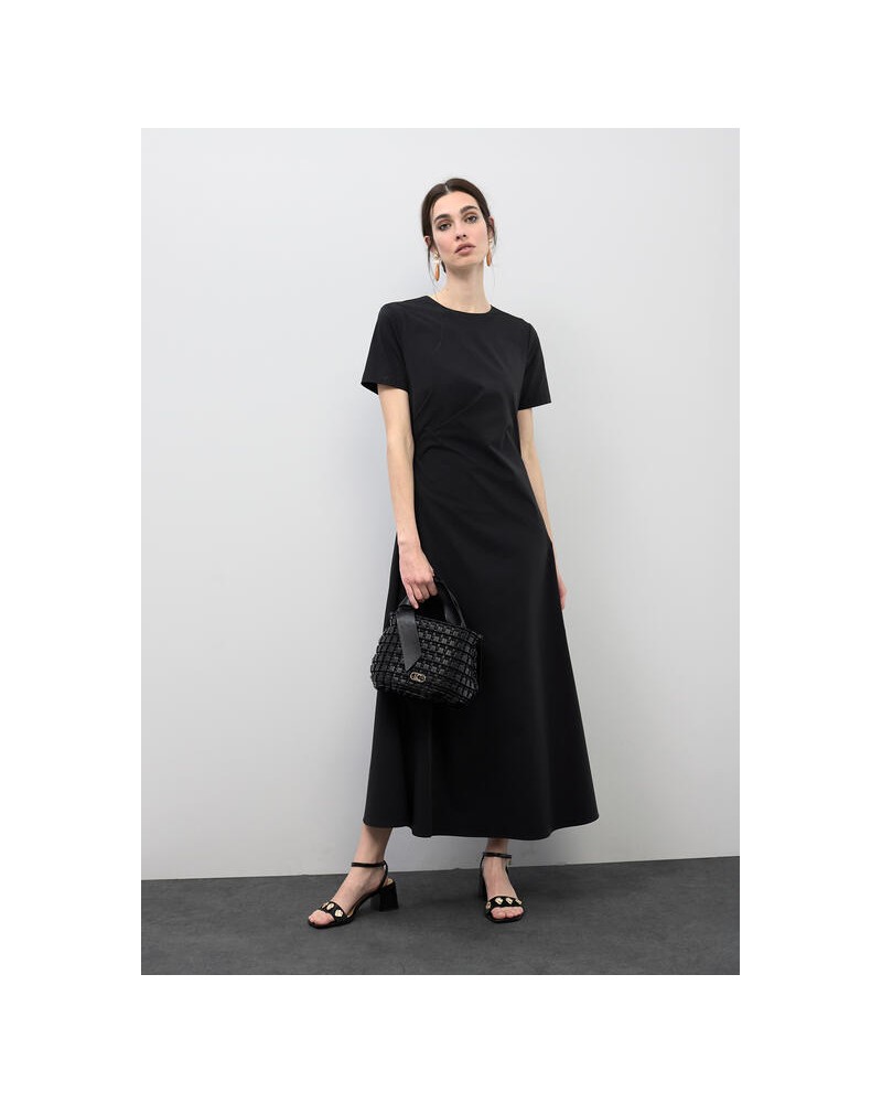 Vestido negro frunce cintura Lola Casademunt