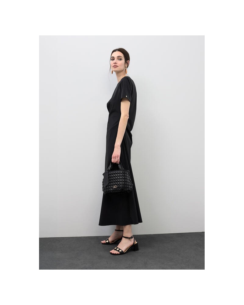 Vestido negro frunce cintura Lola Casademunt