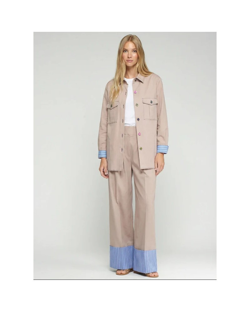 Pantalòn beige vuelta rayas Vilagallo