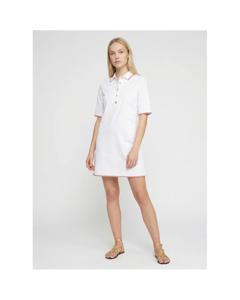 Vestido blanco ribete rojo Vilagallo