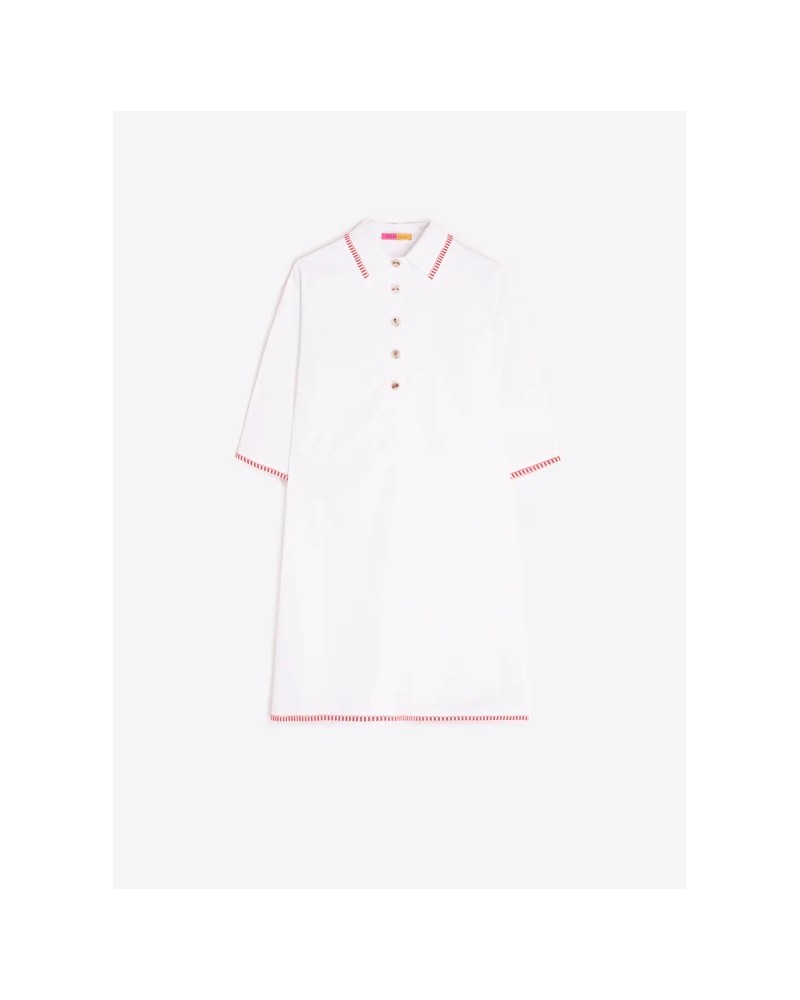 Vestido blanco ribete rojo Vilagallo