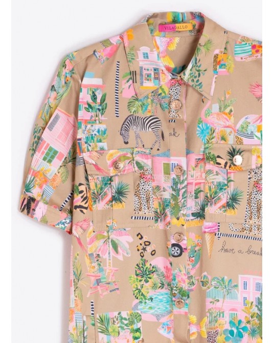 Vestido corto estampado Calilfornia Vilagallo
