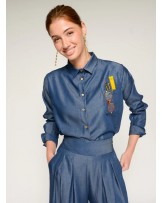 Camisa denim bolsillo ilustrado Vilagallo