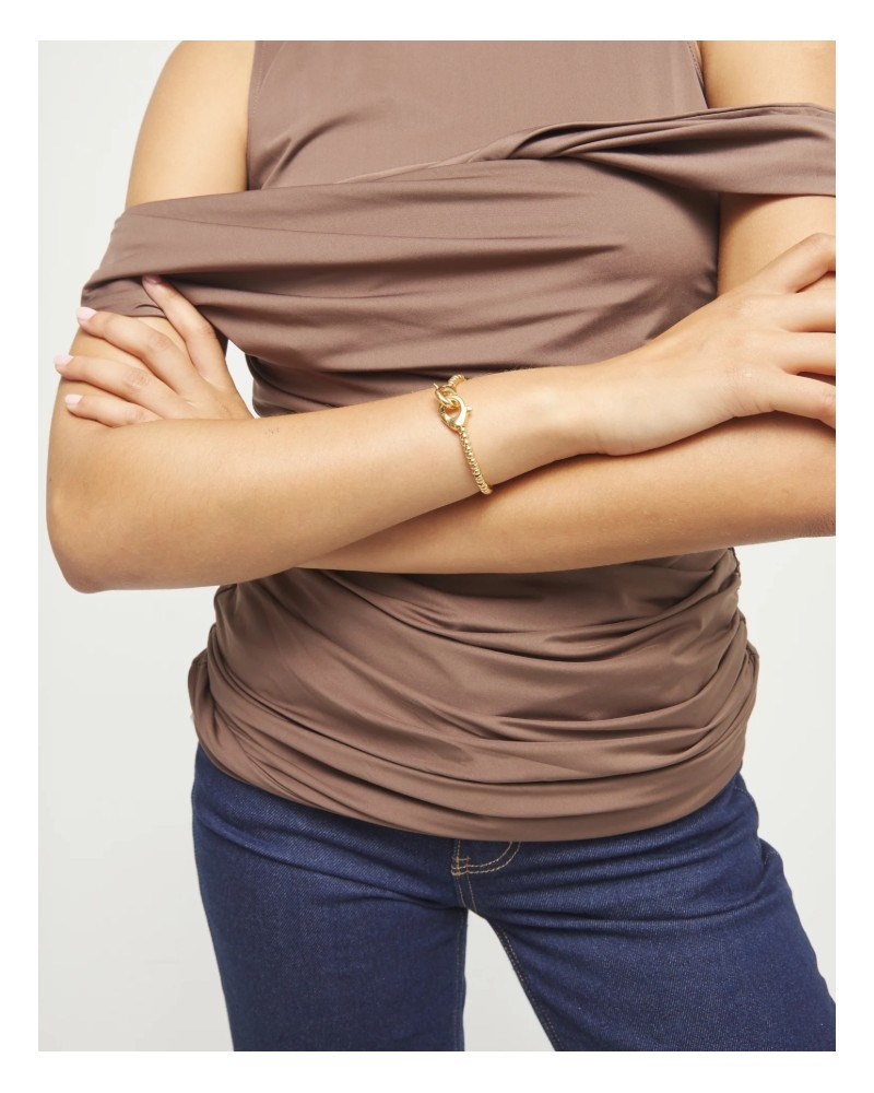 Pulsera de bolas bañada en oro mosquetón entrelazado UNOde50