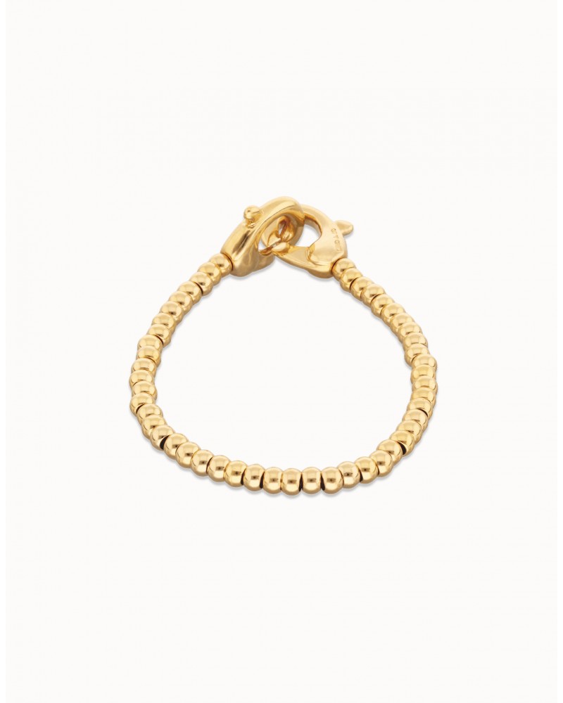 Pulsera de bolas bañada en oro mosquetón entrelazado UNOde50